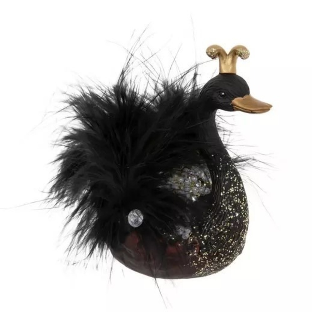 Robert Stanley Black Swan Christmas Ornament Glitter Glass Feather Decoration